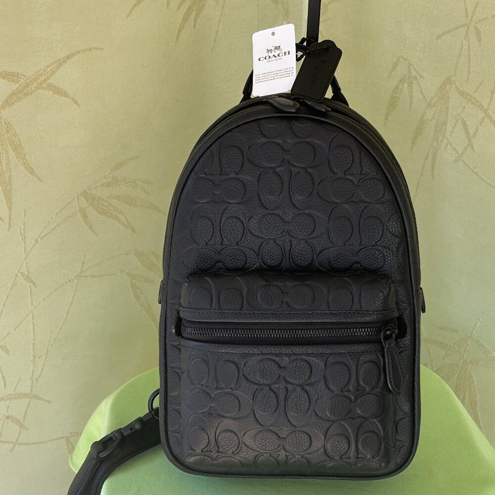 COACH CHARTER PACK IN SIGNATURE LEATHER:NWT BLACK CP116 Retail:$450